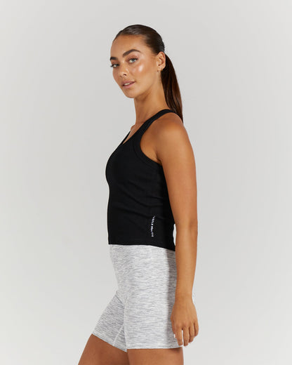 AMPLIFY RIBBED TANK TOP - BLACK